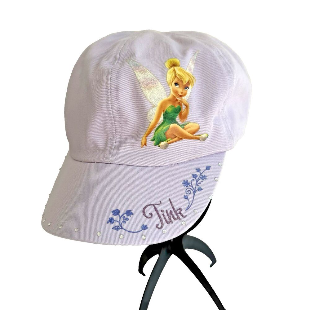 Vtg Y2K Disney Tinker Bell Tink Cap Hat Youth Rhinestones Stretch Painter Style